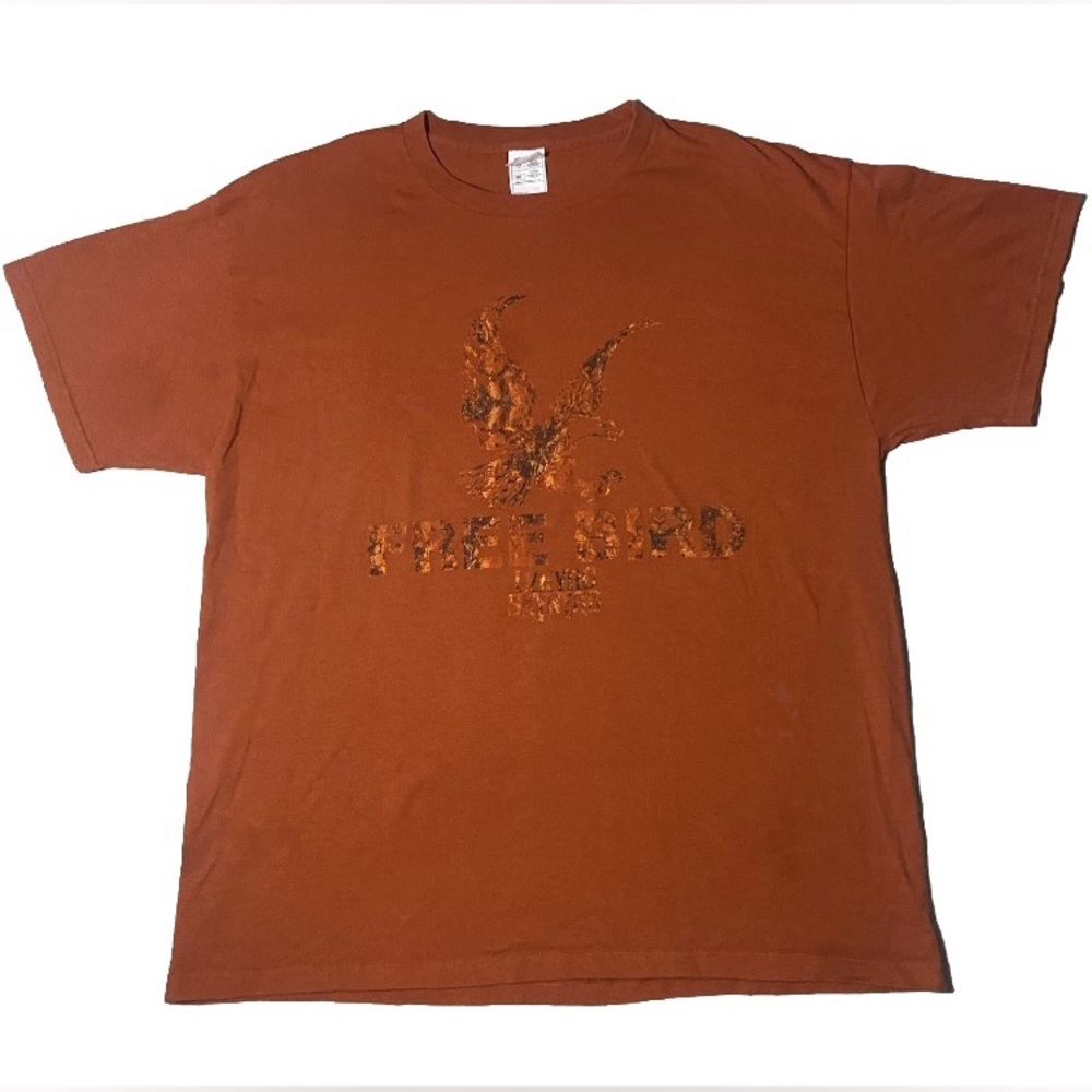 Vintage Lynyrd Skynyrd T-Shirt Sz XL Fruit of Loom Orange Free Bird Crew Neck